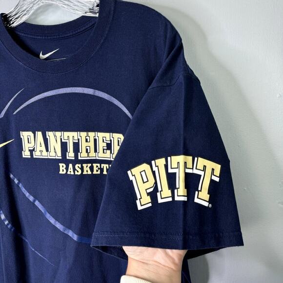 Nike Pitt Panthers Basketball Loose Fit Blue Gold Short Sleeve T-Shirt Mens Sz L - Picture 5 of 9